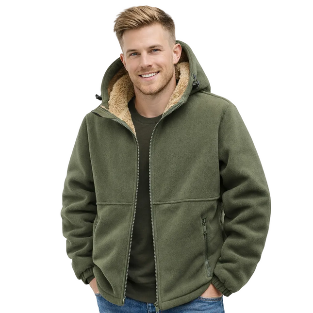 Varm Hettejakke for Menn – Tykk Lammefleecejakke med Vindtett Design | Løs og Komfortabel Høst/Vinterjakke