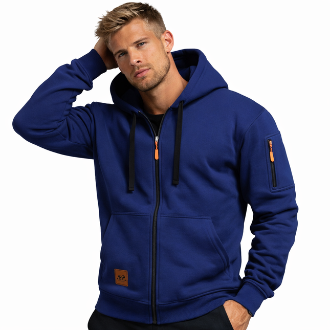 Sporty Hettejakke for Menn – Ensfarget Treningsjakke med Glidelåslommer | Komfortabel Tracksuit til Fritid og Utendørsbruk