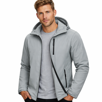 Softshell Jakke med Hette – Vanntett & Vindtett | Herrejakke med Fleecefôr til Friluft & Arbeid