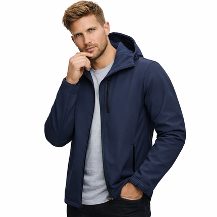 Softshell Jakke med Hette – Vanntett & Vindtett | Herrejakke med Fleecefôr til Friluft & Arbeid