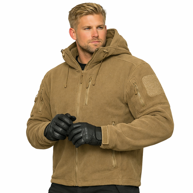 Herre Fleecejakke med Hette – Varm & Vindbeskyttende | Full-Zip Ytterjakke til Vår & Vinter