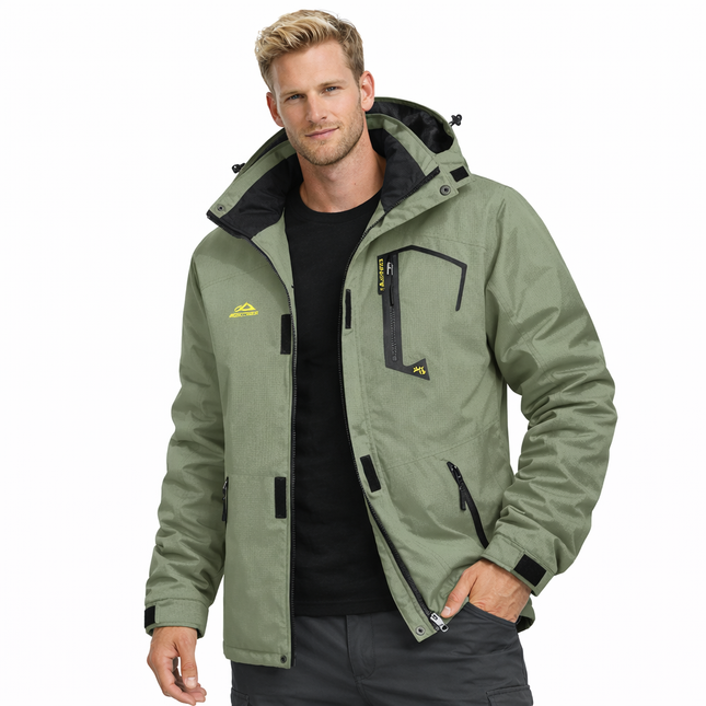 Herre Skijakke – Vanntett & Varm Parkas med Hette | Tykk Vinterjakke til Snø & Kulde