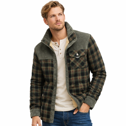 Rutete Vinter Skjortejakke for Menn – Mykt Fleecefôr og Bomullsstoff | Varm, Klassisk og Komfortabel Jakke til Hverdagsbruk
