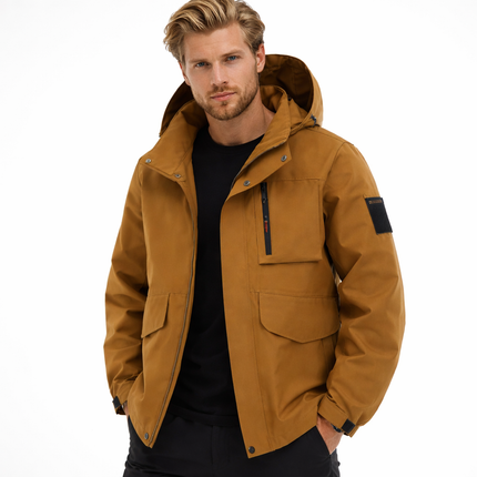 Utendørsjakke for Menn i Store Størrelser (Opptil 8XL) – Vanntett og Vindtett Hettejakke | Perfekt til Tur, Arbeid og Reise