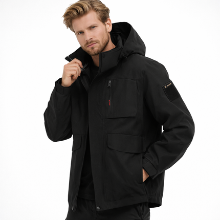 Utendørsjakke for Menn i Store Størrelser (Opptil 8XL) – Vanntett og Vindtett Hettejakke | Perfekt til Tur, Arbeid og Reise