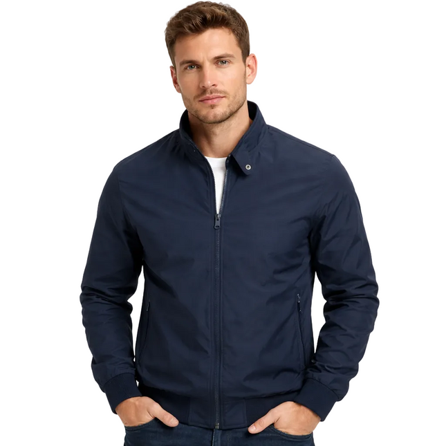 Herre Baseballjakke – Slim Fit Bomber | Ensfarget & Casual med Ståkrage