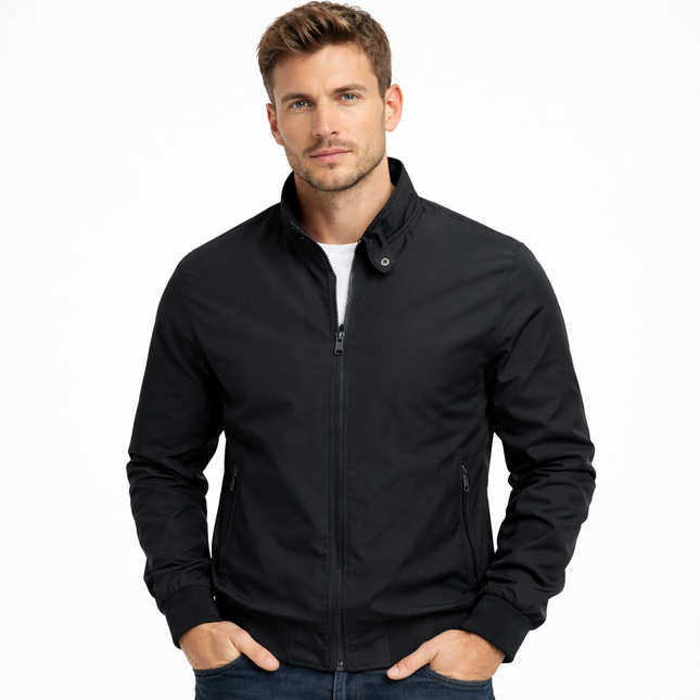 Herre Baseballjakke – Slim Fit Bomber | Ensfarget & Casual med Ståkrage