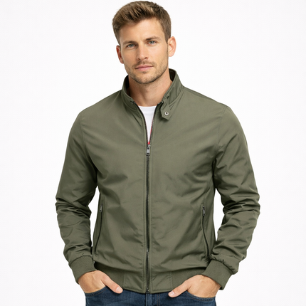 Herre Baseballjakke – Slim Fit Bomber | Ensfarget & Casual med Ståkrage