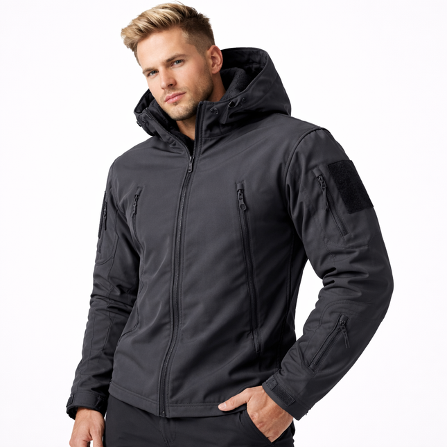 Softshell Taktisk Jakke – Vanntett & Vindtett med Fleecefor | Herre Camouflage Hettejakke til Jakt & Friluft