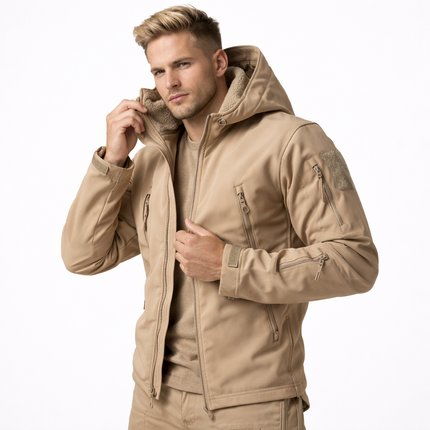 Softshell Taktisk Jakke – Vanntett & Vindtett med Fleecefor | Herre Camouflage Hettejakke til Jakt & Friluft