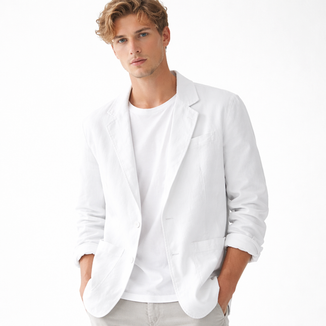 Lett Sommerblazer for Herre i Lin og Bomull – Pustende & Elegant Jakke til Business og Casual Bruk