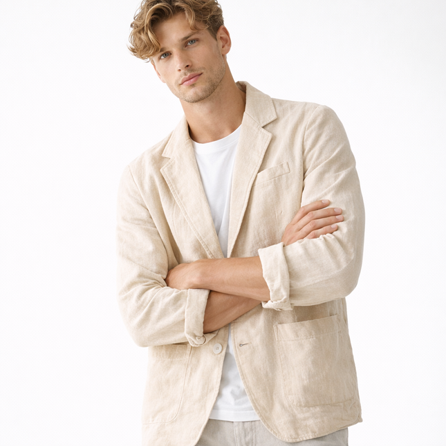 Lett Sommerblazer for Herre i Lin og Bomull – Pustende & Elegant Jakke til Business og Casual Bruk