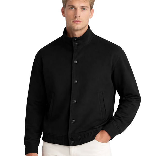 Herrejakke – Ensfarget med Ståkrage & Knapper | Koreansk Streetwear i Casual Stil (S–5XL)