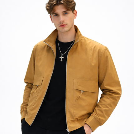 Herrejakke – Slim Fit & Ensfarget | Trendy Harajuku-inspirert Vinterjakke 2024