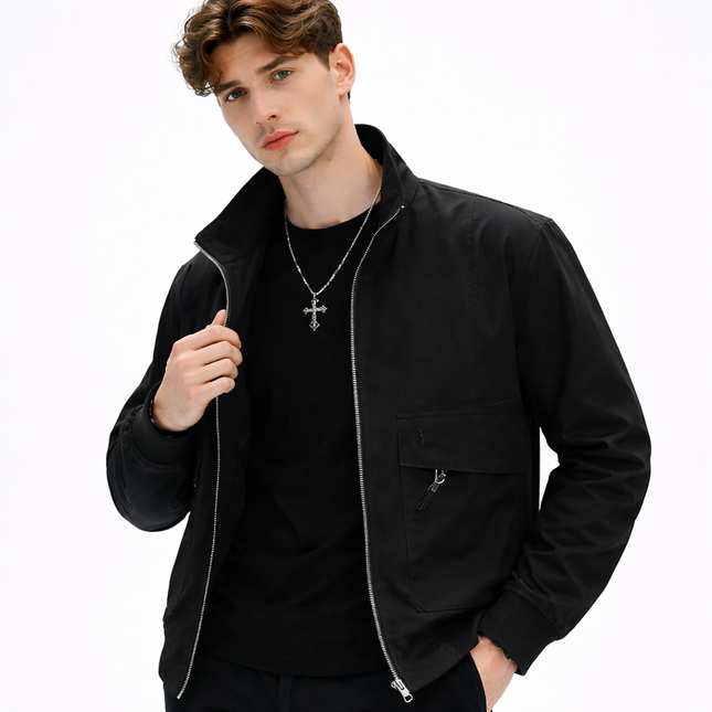 Herrejakke – Slim Fit & Ensfarget | Trendy Harajuku-inspirert Vinterjakke 2024