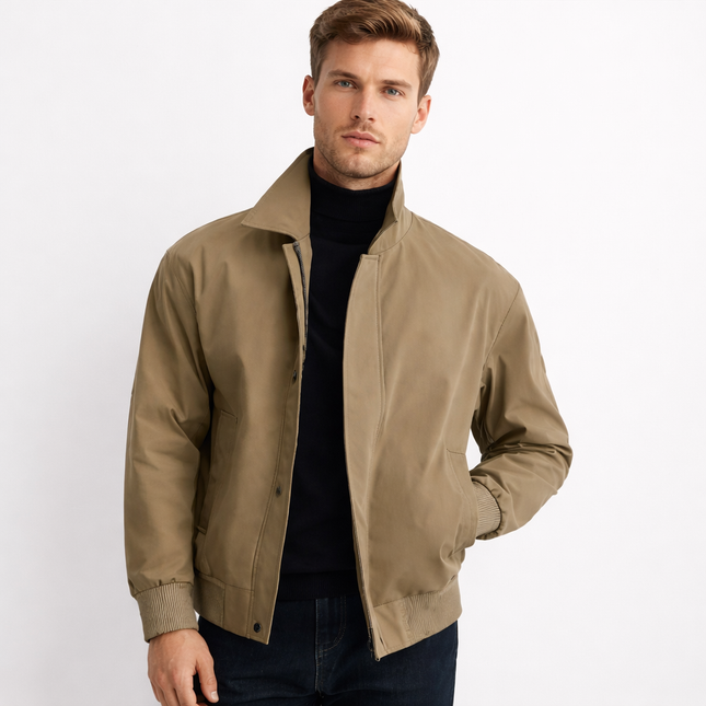 Herre Bomberjakke 2024 – Kort Jakke i Maillard-stil | Koreansk Fashion med Jakkeslag