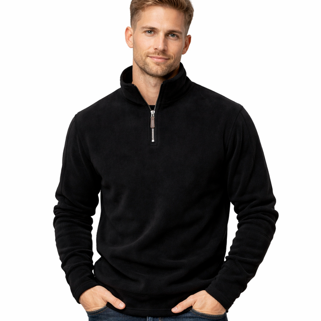 Tykk og varm herre-fleece – halv glidelås, softshell-look til tur og hverdag