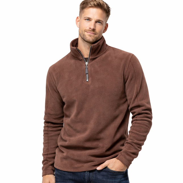 Tykk og varm herre-fleece – halv glidelås, softshell-look til tur og hverdag