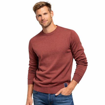 Klassisk Herregenser med Rund Hals – Ensfarget Strikkegenser i Ullblanding | Myk, Varm og Elegant til Høst og Vinter