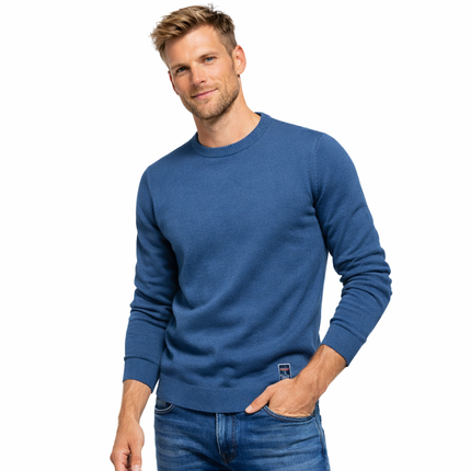 Klassisk Herregenser med Rund Hals – Ensfarget Strikkegenser i Ullblanding | Myk, Varm og Elegant til Høst og Vinter