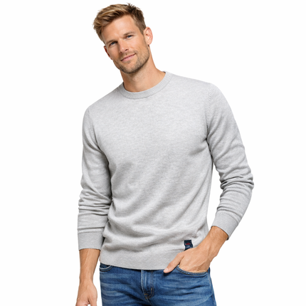 Klassisk Herregenser med Rund Hals – Ensfarget Strikkegenser i Ullblanding | Myk, Varm og Elegant til Høst og Vinter