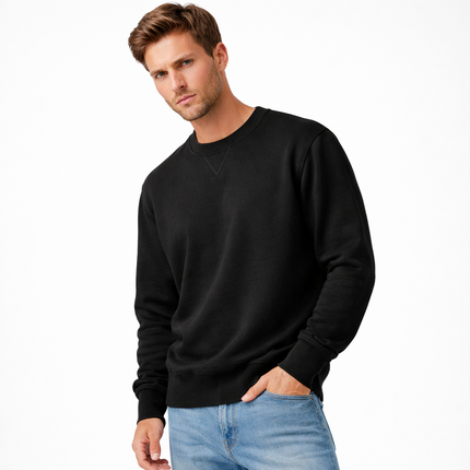 Tung Bomullsgenser for Menn – Oversized Vintergenser i Streetwear-stil | Myk, Varm og Komfortabel Hettefri Hoodie i Svart og Hvit