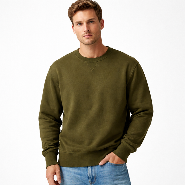 Tung Bomullsgenser for Menn – Oversized Vintergenser i Streetwear-stil | Myk, Varm og Komfortabel Hettefri Hoodie i Svart og Hvit