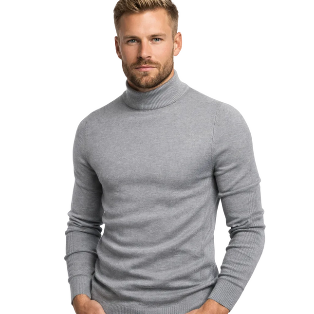 Myk Herregenser med Høy Hals – Ensfarget Vintergenser i Premium Kvalitet | Varm og Komfortabel Pullover for Menn