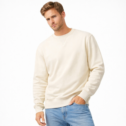 Tung Bomullsgenser for Menn – Oversized Vintergenser i Streetwear-stil | Myk, Varm og Komfortabel Hettefri Hoodie i Svart og Hvit