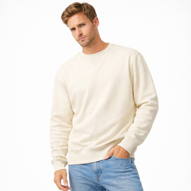 Tung Bomullsgenser for Menn – Oversized Vintergenser i Streetwear-stil | Myk, Varm og Komfortabel Hettefri Hoodie i Svart og Hvit