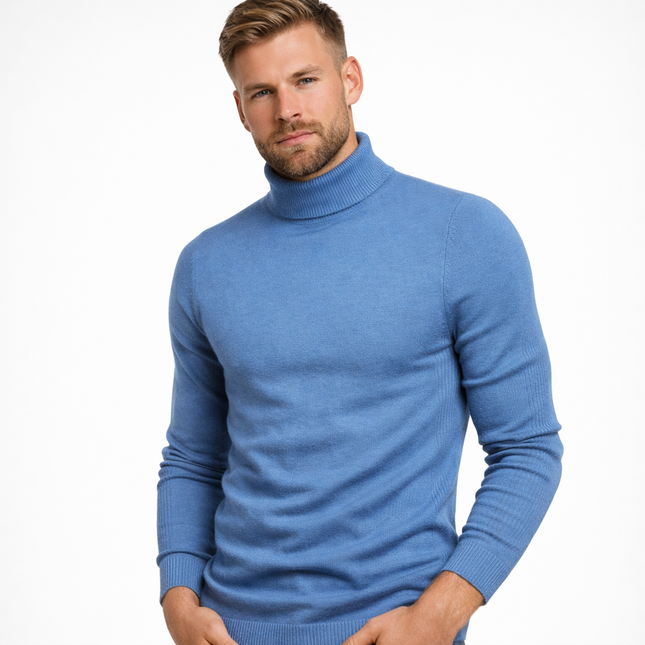 Myk Herregenser med Høy Hals – Ensfarget Vintergenser i Premium Kvalitet | Varm og Komfortabel Pullover for Menn