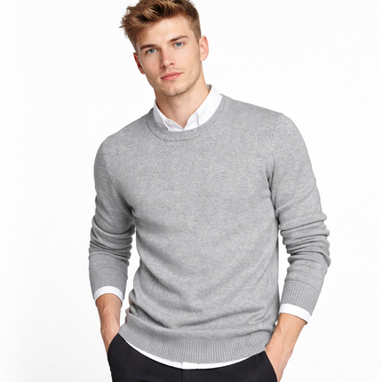 Klassisk Herregenser i Bomull – Tynn O-hals Strikkegenser | Enkel og Komfortabel Pullover til Vår og Høst (M–4XL)