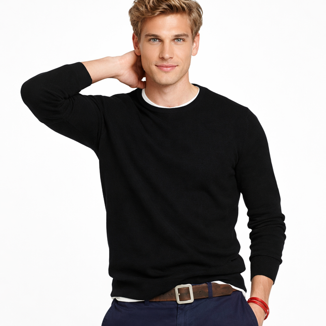 Klassisk Herregenser i 100 % Bomull – Strikket Pullover i Store Størrelser (opptil 5XL) | Varm og Myk Genser til Høst og Vinter