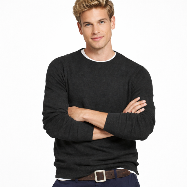 Klassisk Herregenser i 100 % Bomull – Strikket Pullover i Store Størrelser (opptil 5XL) | Varm og Myk Genser til Høst og Vinter