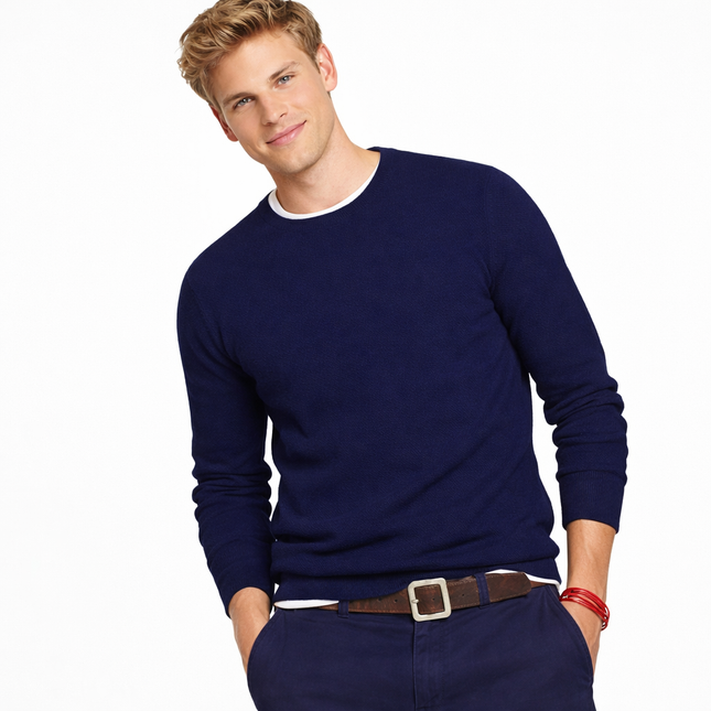 Klassisk Herregenser i 100 % Bomull – Strikket Pullover i Store Størrelser (opptil 5XL) | Varm og Myk Genser til Høst og Vinter