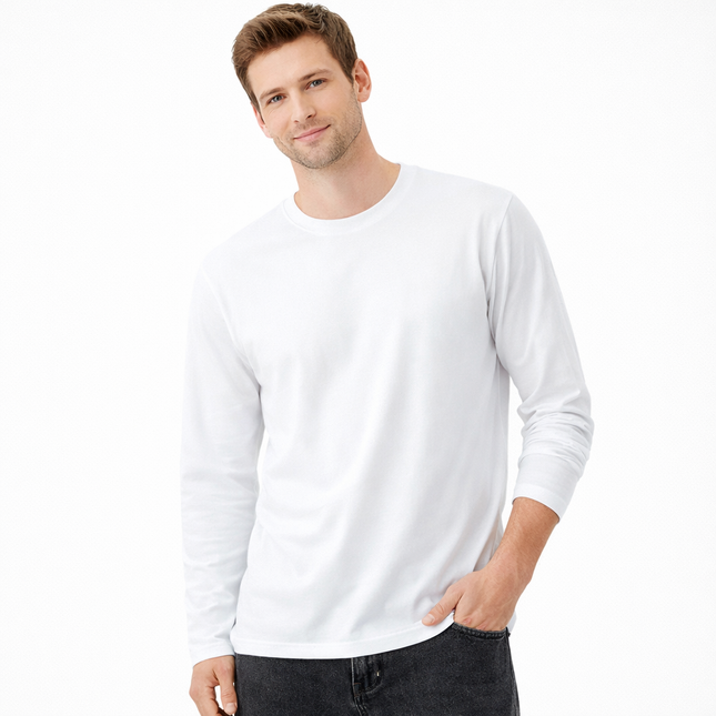 Klassisk Herre T-skjorte i 100 % Bomull – Myk og Komfortabel Basic Topp | Casual Hverdagsplagg i Store Størrelser (opptil 5XL)