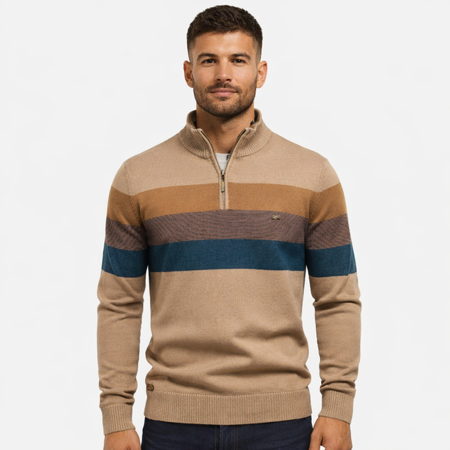 Herregenser med Høy Krage og Glidelås – Myk Bomullsgenser til Høst og Vinter | Varm og Elegant Pullover i Klassisk Stil