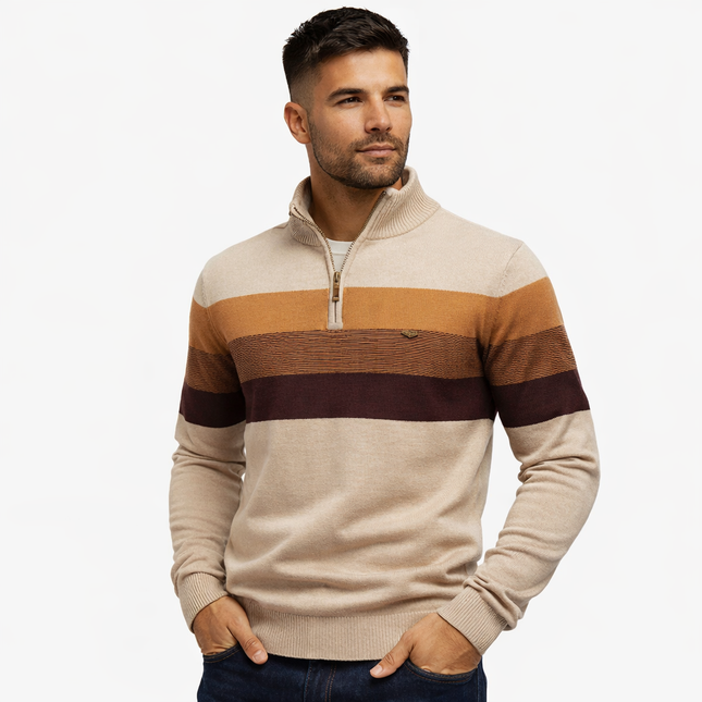 Herregenser med Høy Krage og Glidelås – Myk Bomullsgenser til Høst og Vinter | Varm og Elegant Pullover i Klassisk Stil