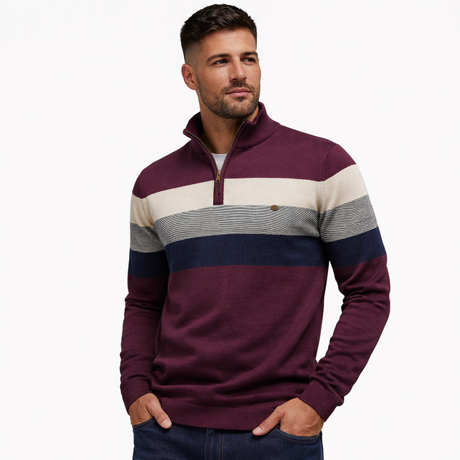 Herregenser med Høy Krage og Glidelås – Myk Bomullsgenser til Høst og Vinter | Varm og Elegant Pullover i Klassisk Stil