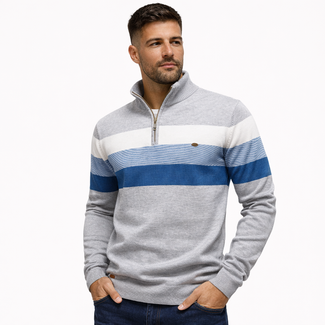 Herregenser med Høy Krage og Glidelås – Myk Bomullsgenser til Høst og Vinter | Varm og Elegant Pullover i Klassisk Stil