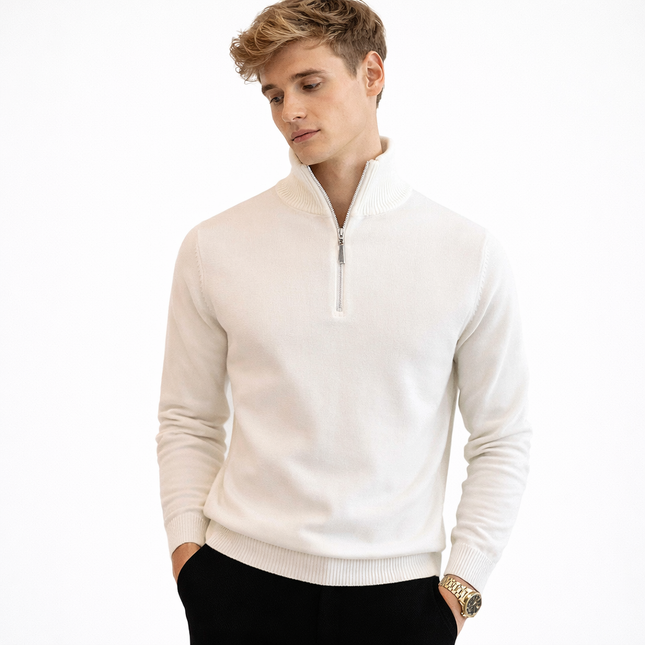 Herre Strikkegenser med Glidelås og Høy Hals – Klassisk Vintergenser i Myk Strikk | Elegant og Komfortabel Stil