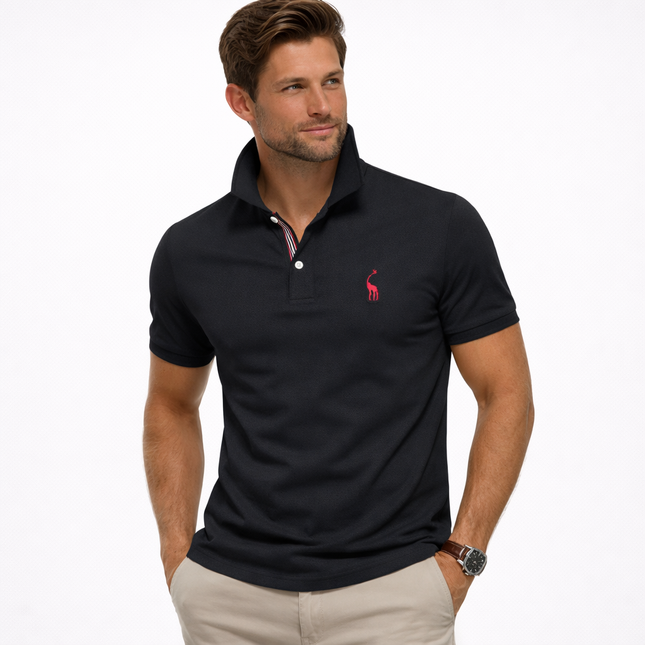 Klassisk Pique Polo for Herre – Kortermet i Bomull, Ensfarget og Perfekt til Sommeren