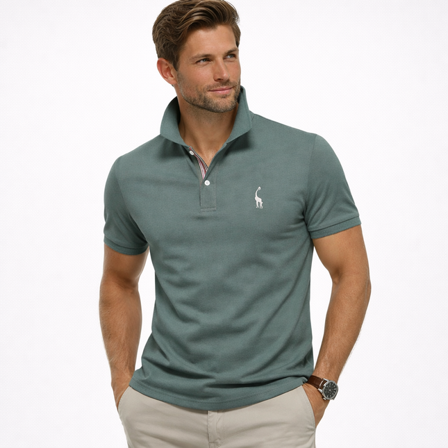 Klassisk Pique Polo for Herre – Kortermet i Bomull, Ensfarget og Perfekt til Sommeren