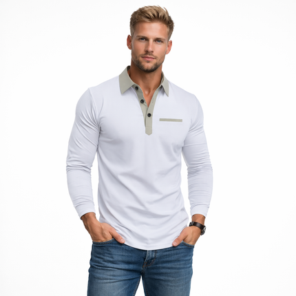 Langermet Polo for Menn – Klassisk Business-Casual Skjorte med Krage (Vår & Høst)