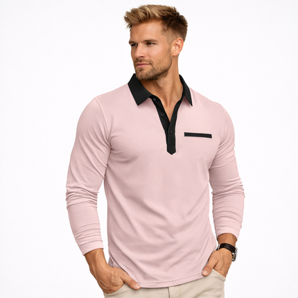 Langermet Polo for Menn – Klassisk Business-Casual Skjorte med Krage (Vår & Høst)
