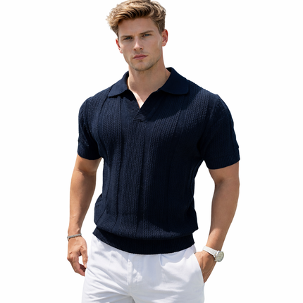 Sommer Polo T-skjorte til Herre – Slim Fit Strikket Mesh, Kortermet