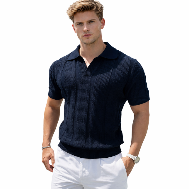 Sommer Polo T-skjorte til Herre – Slim Fit Strikket Mesh, Kortermet