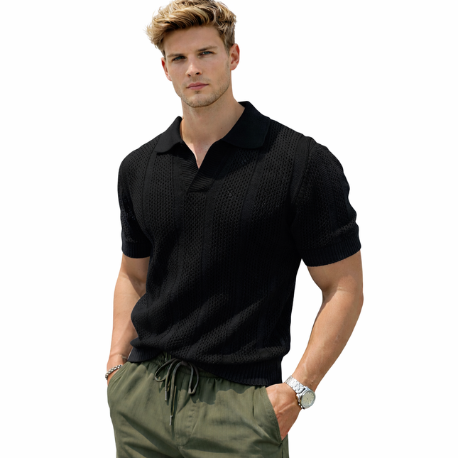 Sommer Polo T-skjorte til Herre – Slim Fit Strikket Mesh, Kortermet