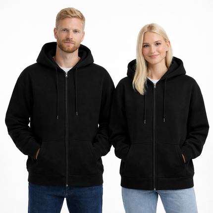 Unisex Hettegenser med Glidelås – Oversized Streetwear Hoodie med Doble Lommer | Varm & Trendy til Høst og Vinter