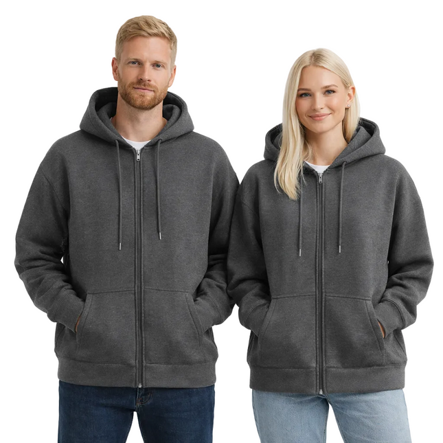 Unisex Hettegenser med Glidelås – Oversized Streetwear Hoodie med Doble Lommer | Varm & Trendy til Høst og Vinter